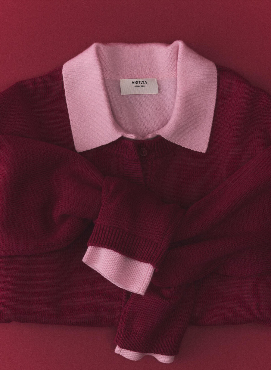 bare cashmere provenance polo langarmshirt villa pink