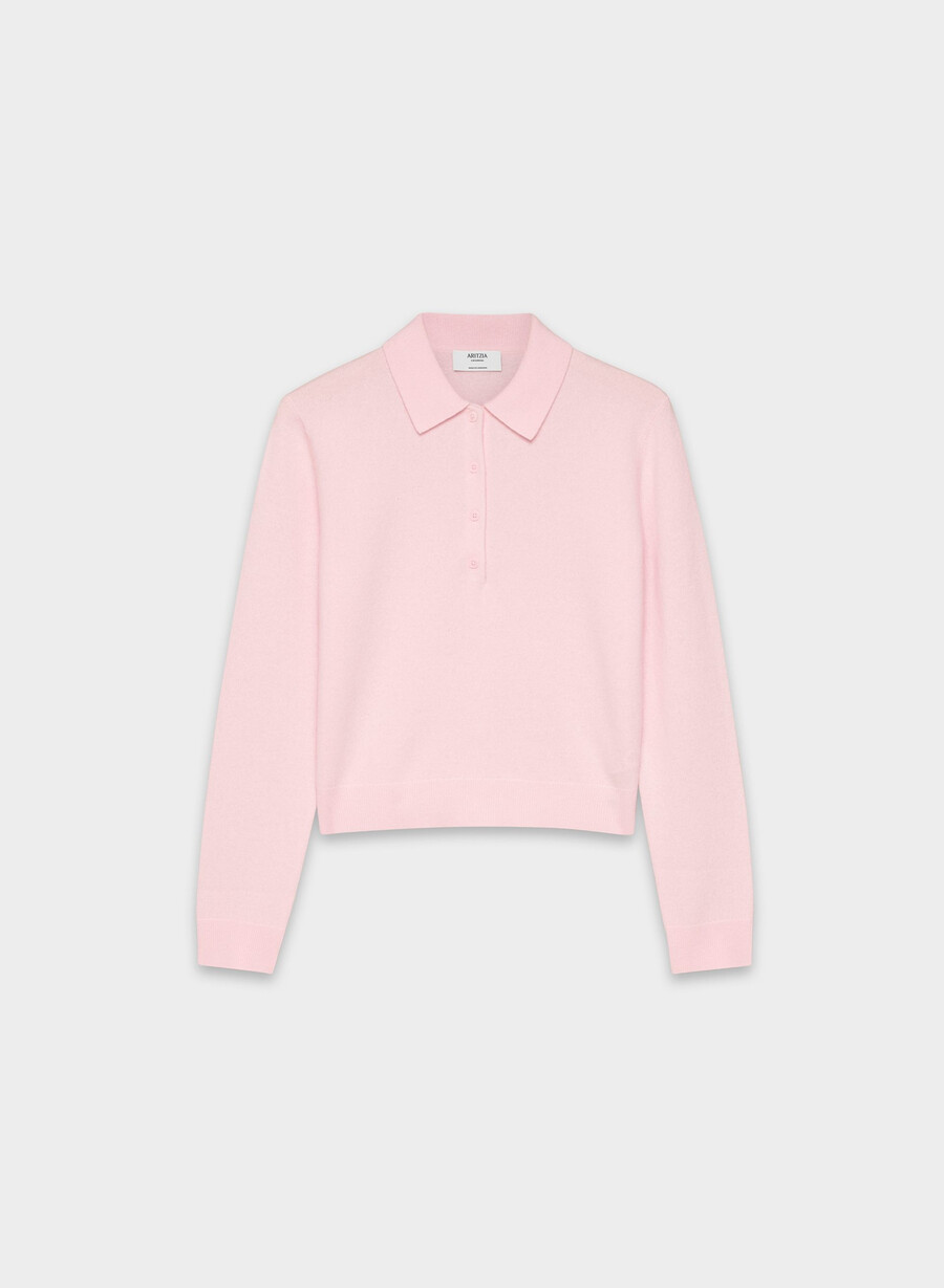 bare cashmere provenance polo langarmshirt villa pink