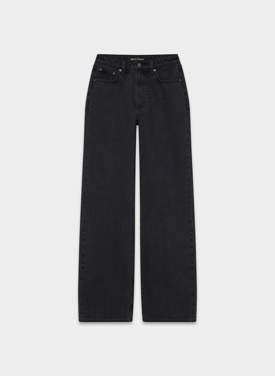 denim forum die farrah curve-fit hi-rise wide jeans schwarzer eyeliner