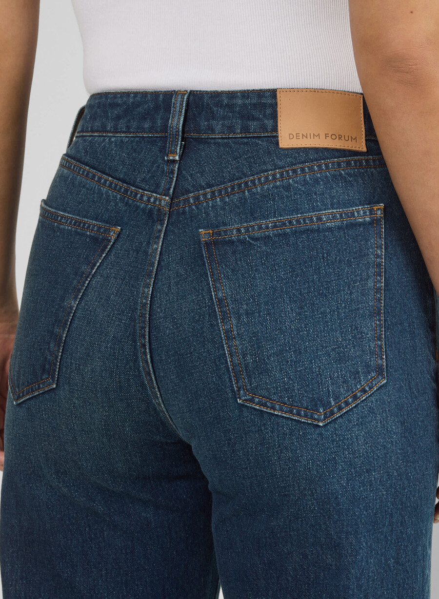 denim forum die farrah curve-fit hi-rise wide jeans be about dark bleu