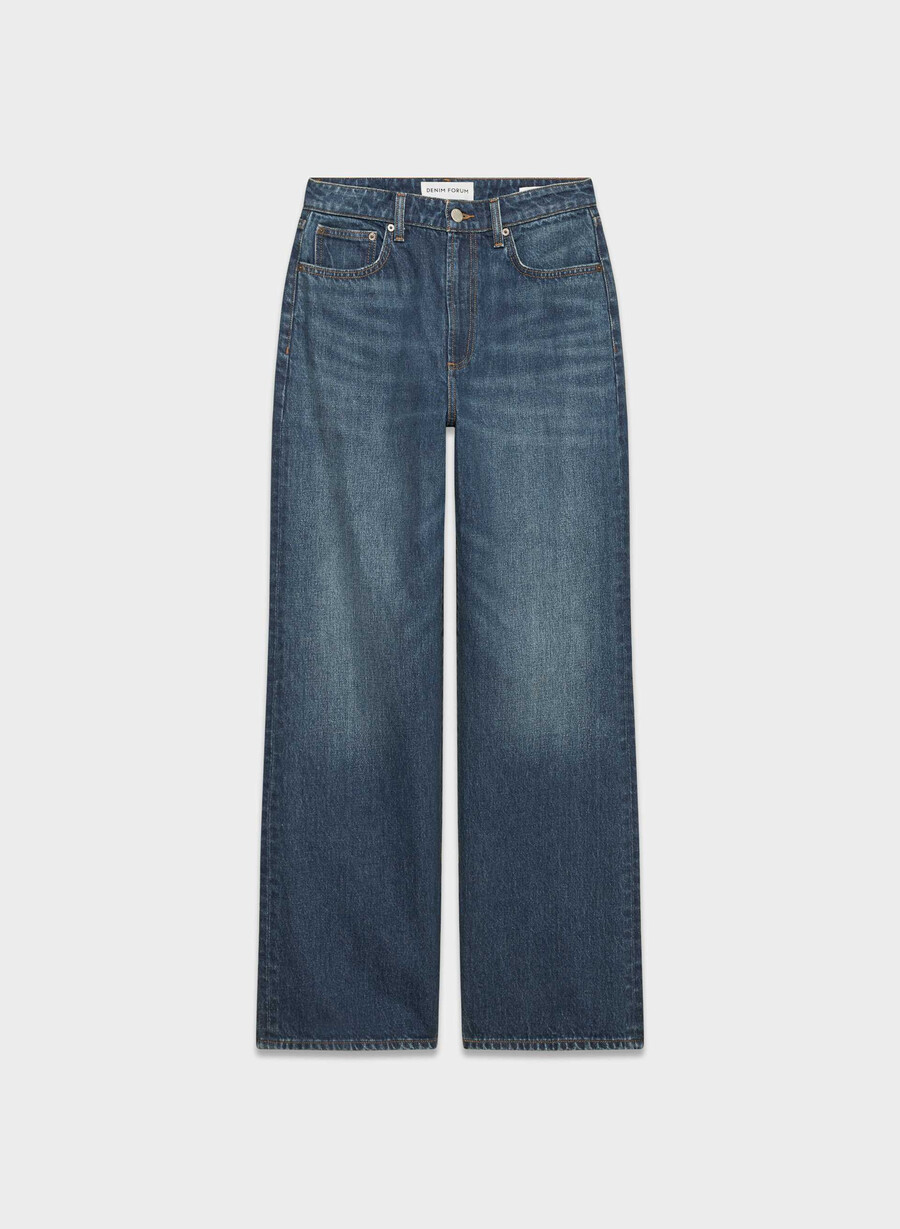 denim forum die farrah curve-fit hi-rise wide jeans be about dark bleu