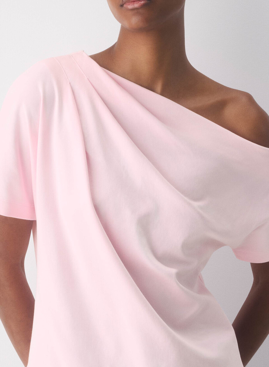 interlock baumwoll-top mit schriftzug villa pink