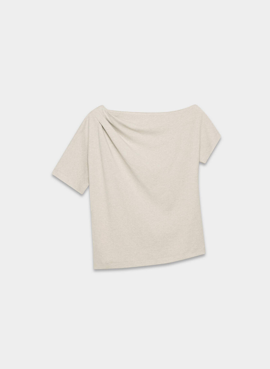 interlock cotton script top heather ecru