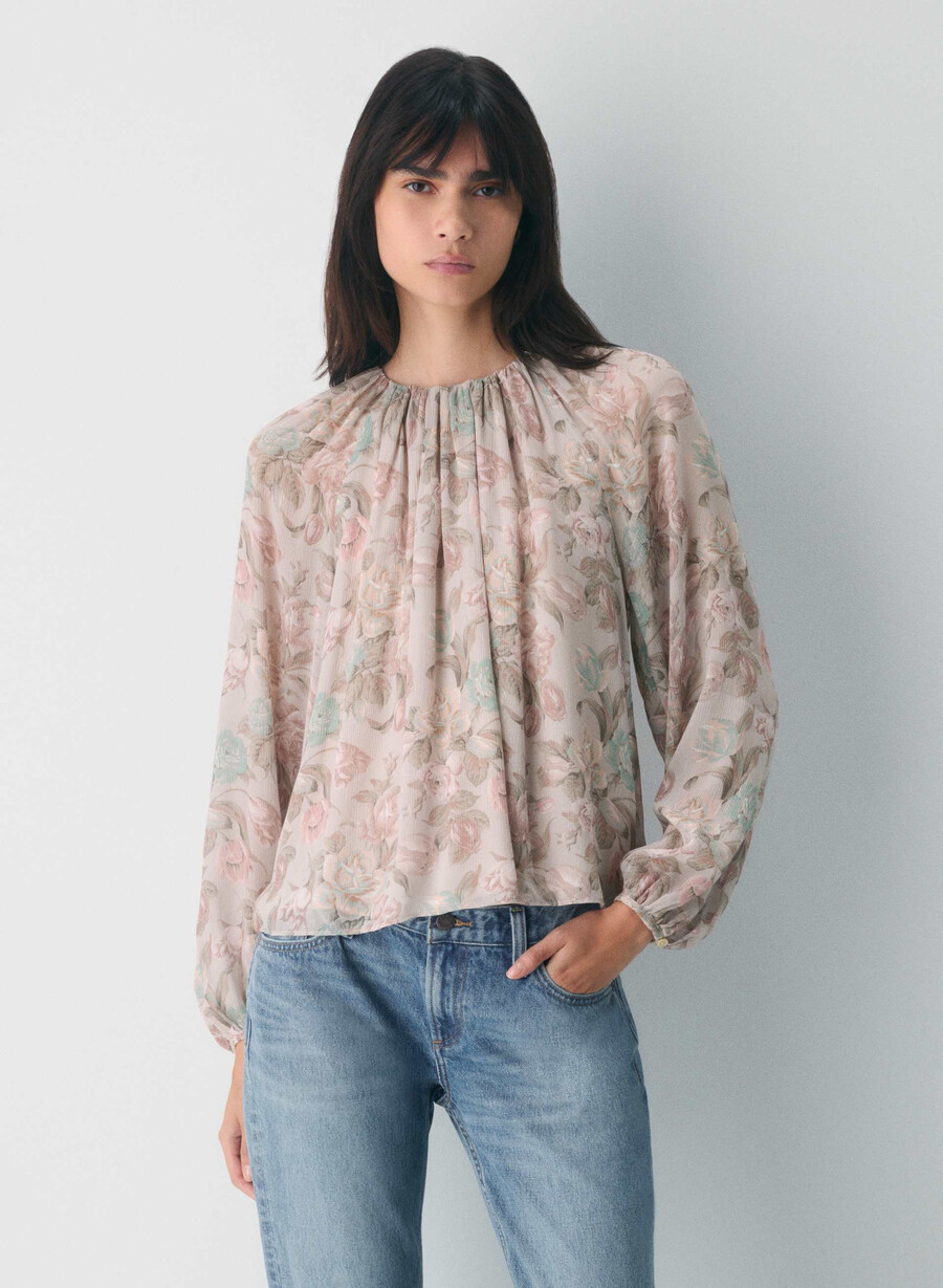 monet bluse altrosa mehrfarbig