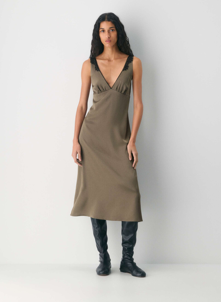 pavilion satinkleid cola taupe