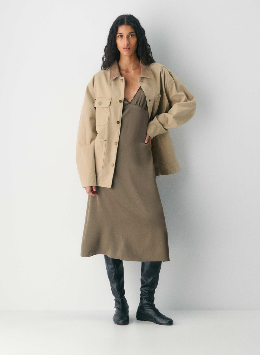 pavilion satinkleid cola taupe