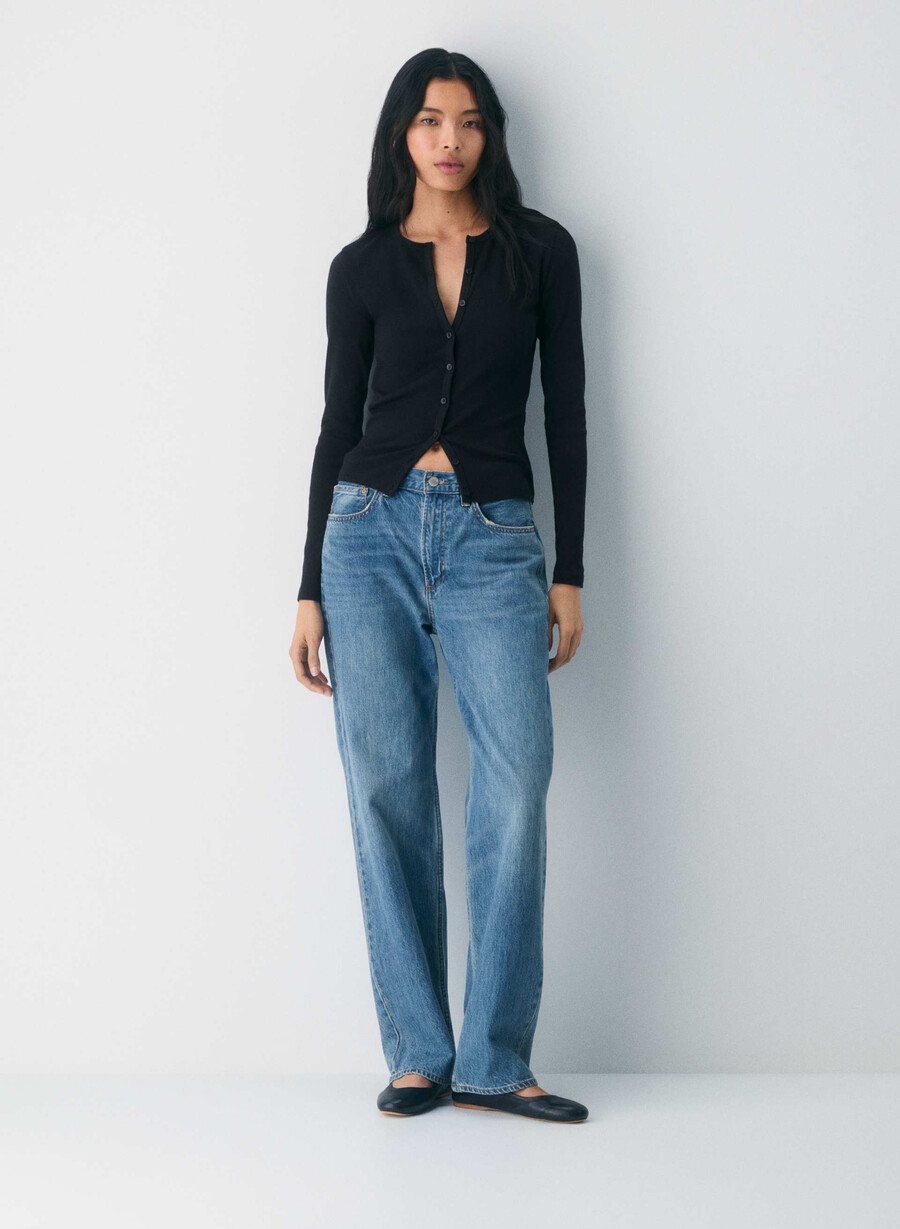 homestretch rib synkopation button-up schwarz