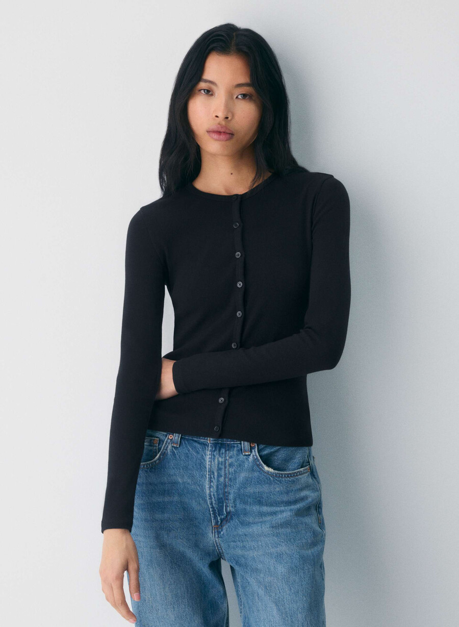 homestretch rib synkopation button-up schwarz