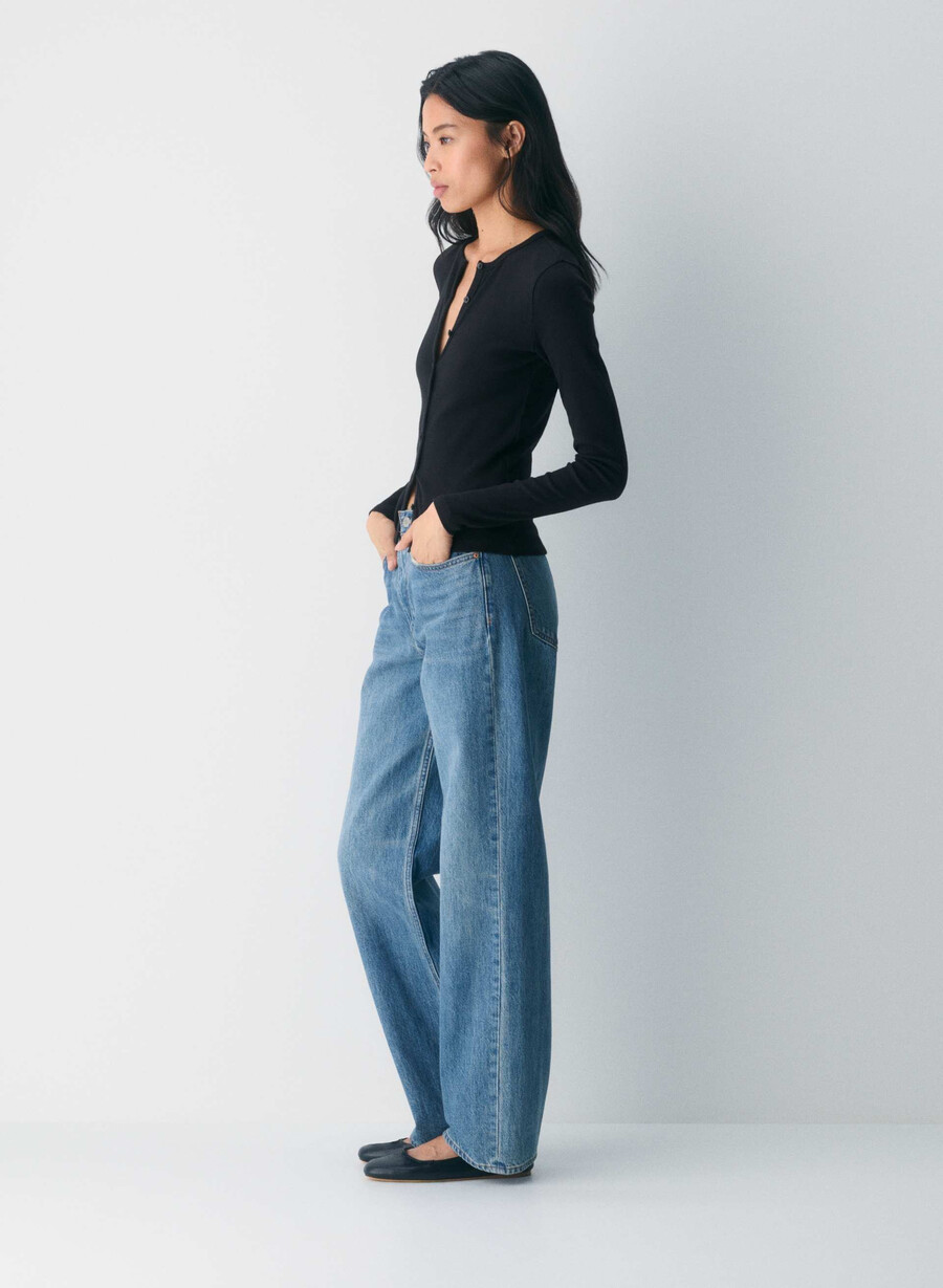 homestretch rib synkopation button-up schwarz