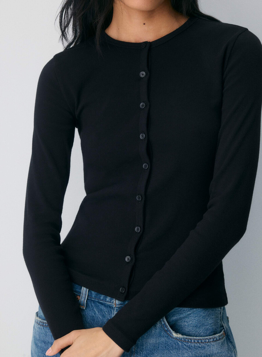 homestretch rib synkopation button-up schwarz