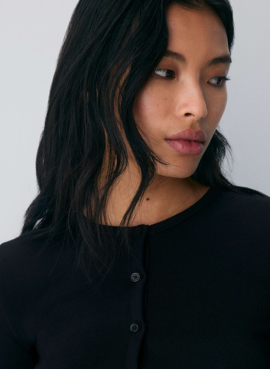 homestretch rib synkopation button-up schwarz