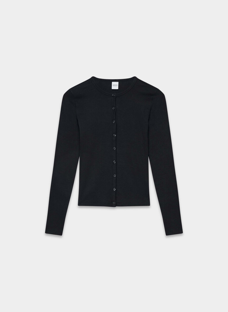 homestretch rib synkopation button-up schwarz