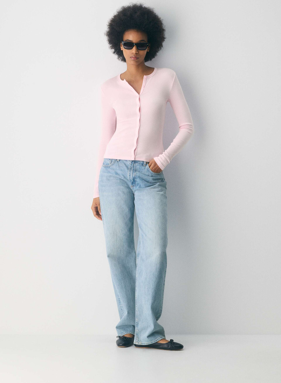 homestretch rib synkopation button-up villa pink
