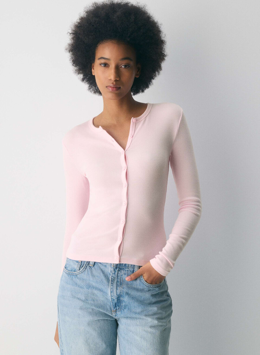 homestretch rib synkopation button-up villa pink