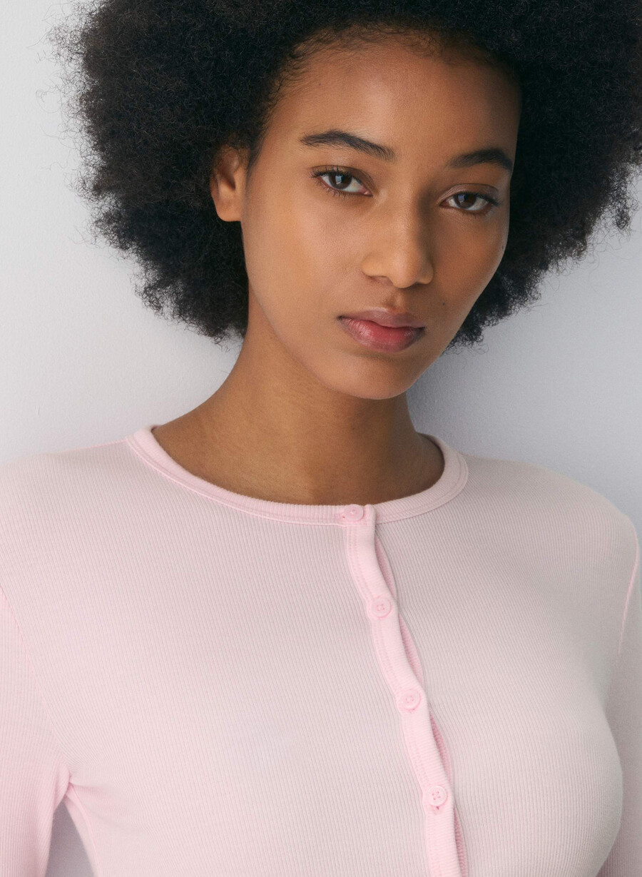homestretch rib synkopation button-up villa pink