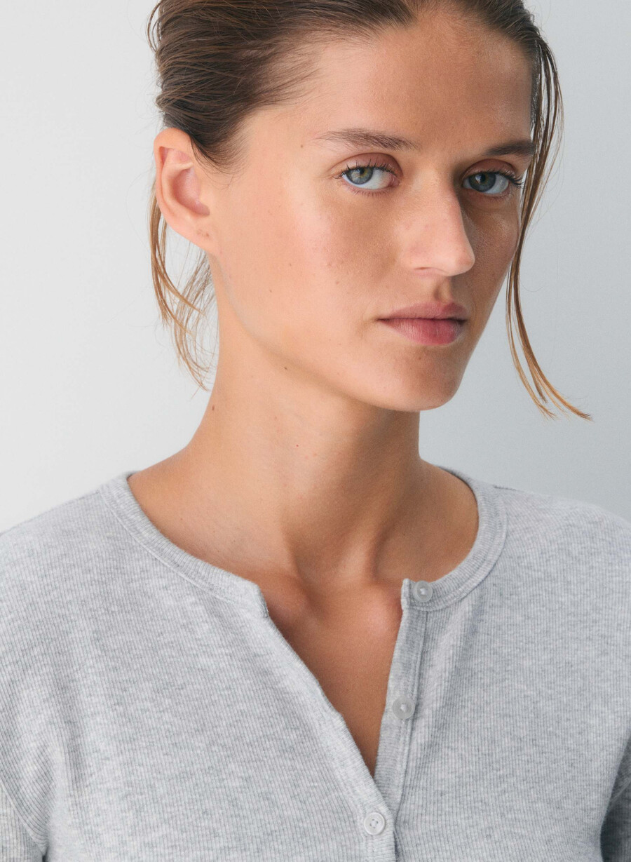 homestretch rib syncopation button-up heather chrome