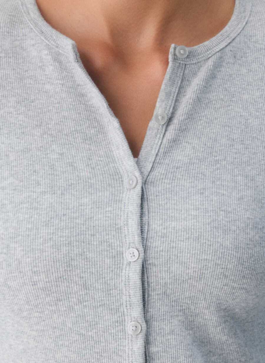 homestretch rib syncopation button-up heather chrome