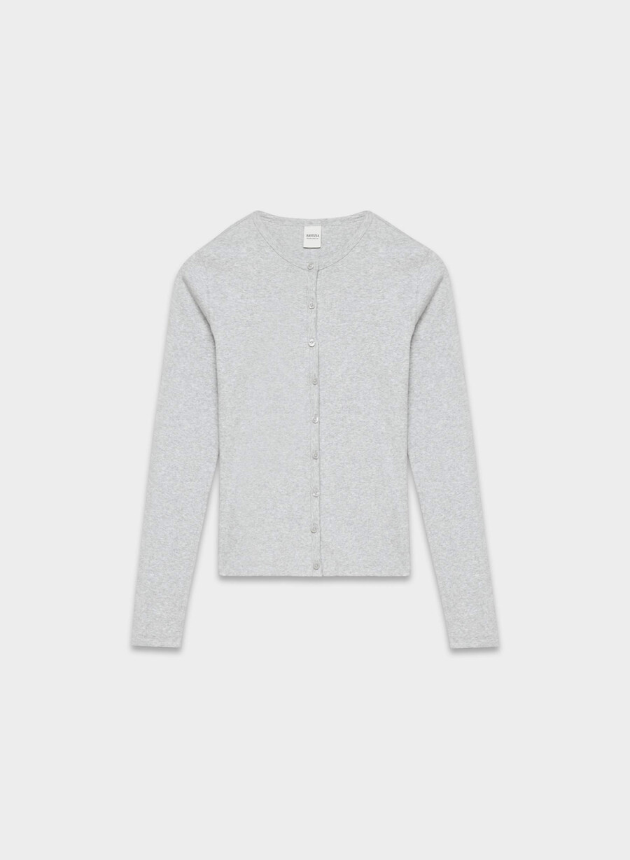 homestretch rib syncopation button-up heather chrome