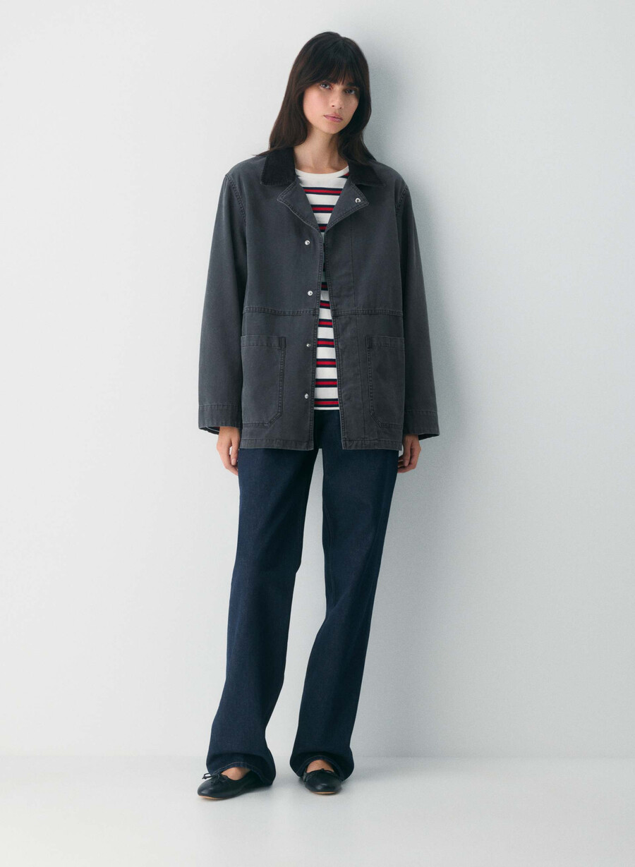 edison arbeitsjacke vintage carbon black