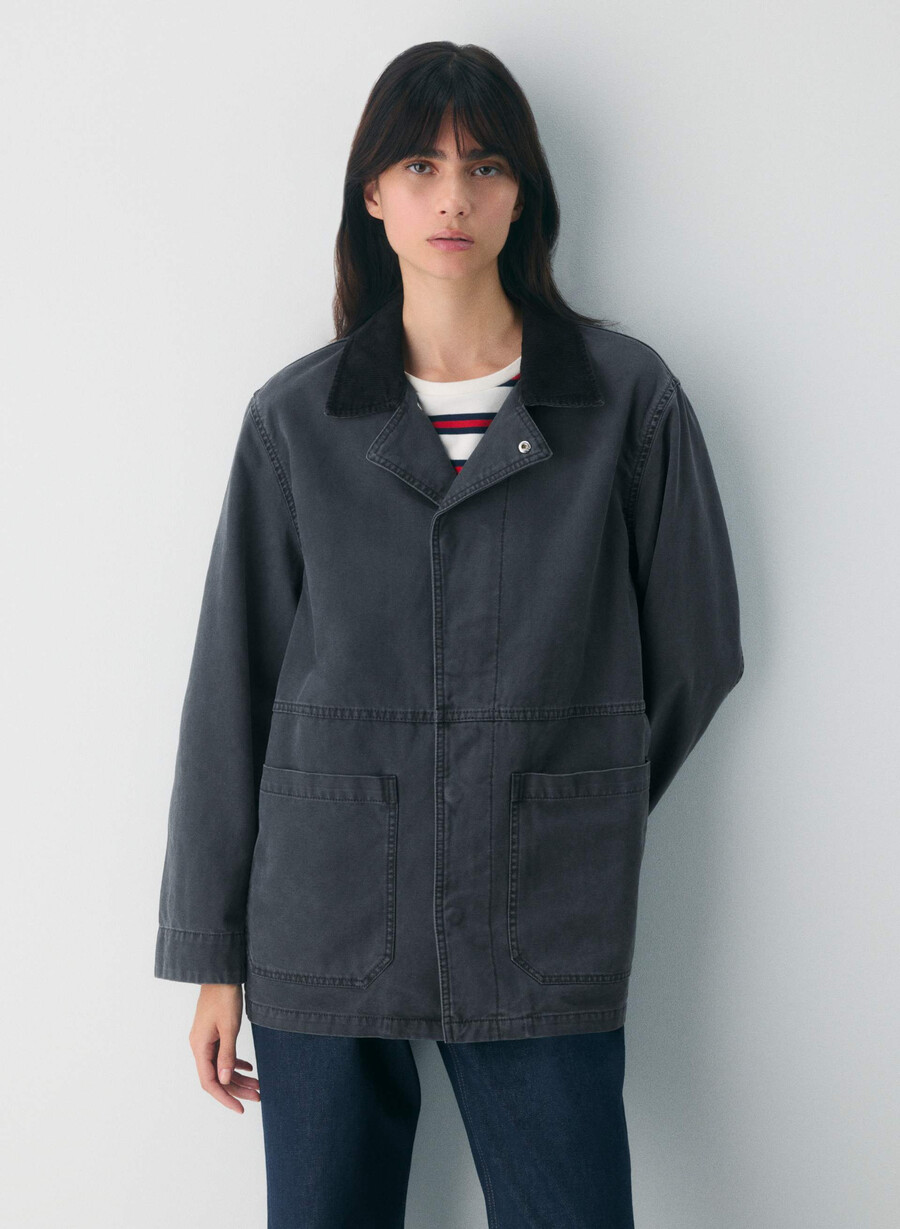 edison arbeitsjacke vintage carbon black
