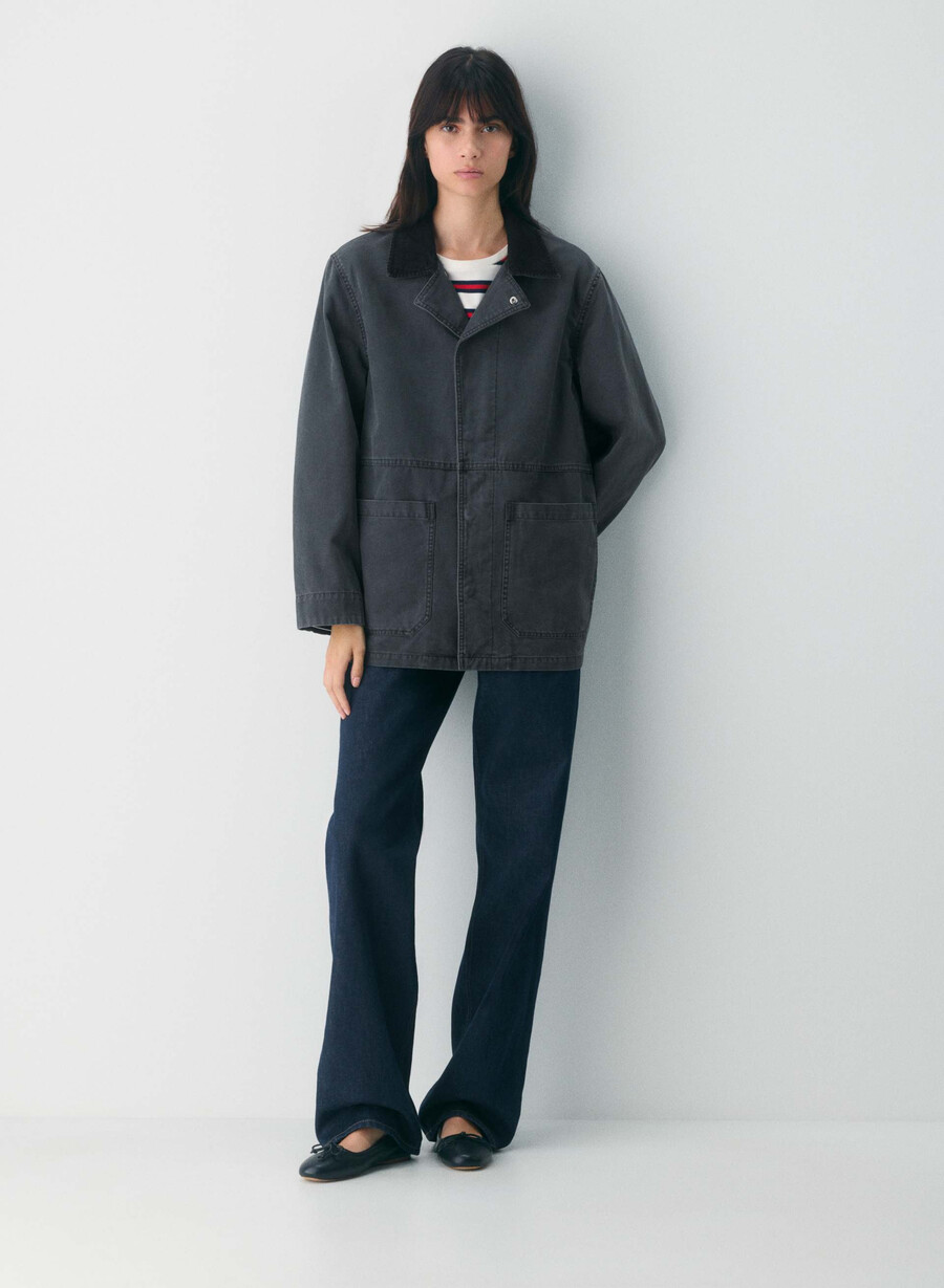 edison arbeitsjacke vintage carbon black
