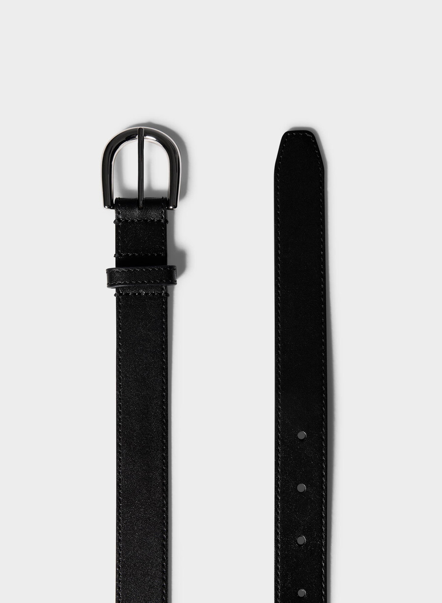 accent ledergürtel aus massivem messing schwarzsilber