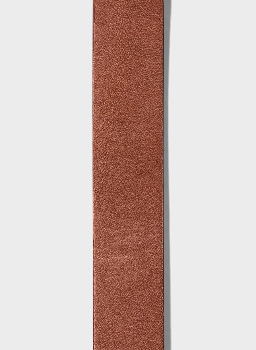 perennial massiver messing-ledergürtel roh umberbraungold