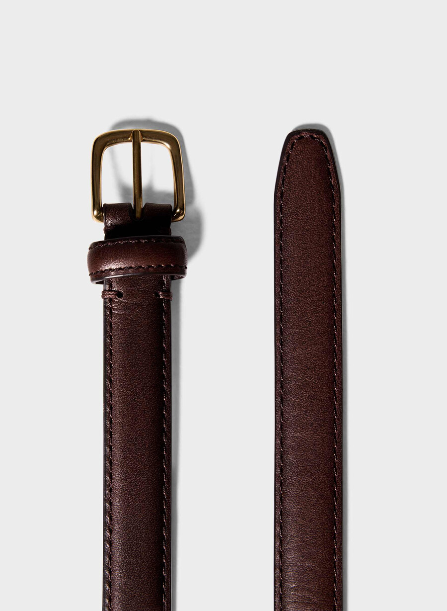 essential schmaler gürtel aus massivem messing und leder manor brown gold