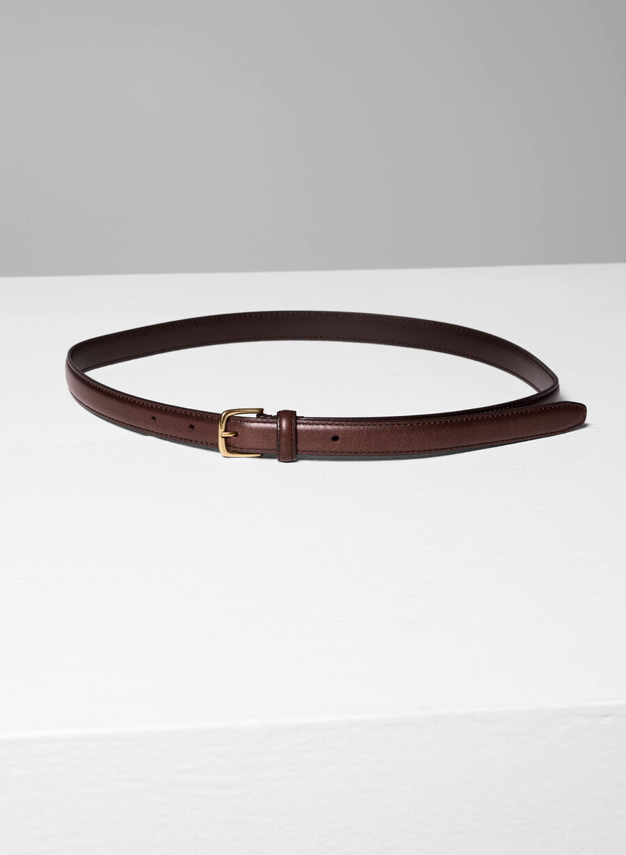 essential schmaler gürtel aus massivem messing und leder manor brown gold