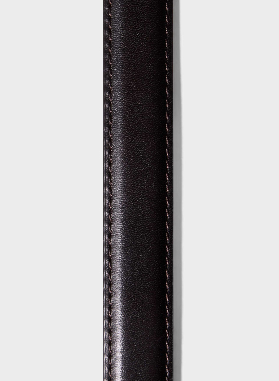 legendärer schmaler gürtel aus massivem messing und leder modern braunsilber