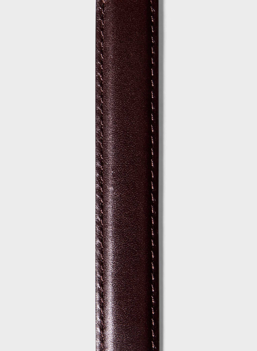 legendärer schmaler gürtel aus massivem messing und leder manor browngold