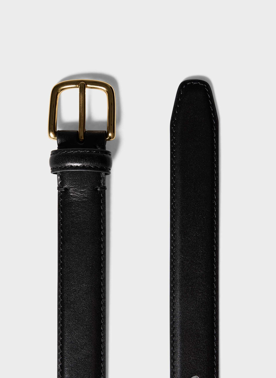 essential massiver messing-ledergürtel schwarzgold