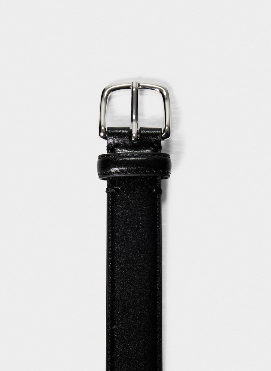 essential massiver messing-ledergürtel schwarzsilber