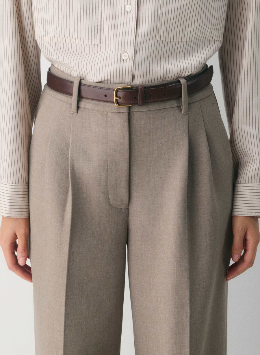 essential massiver messing-ledergürtel manor brown gold