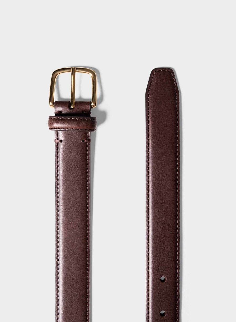 essential massiver messing-ledergürtel manor brown gold