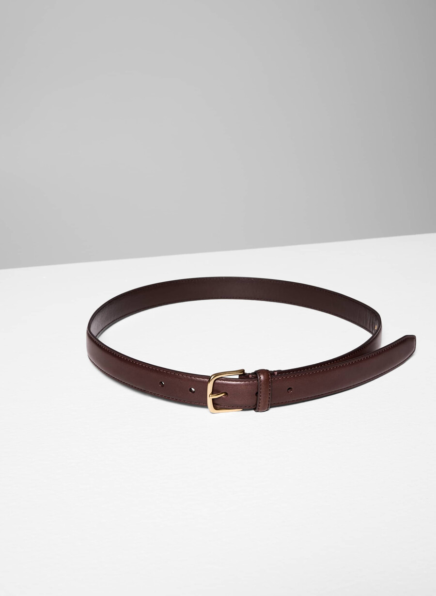 essential massiver messing-ledergürtel manor brown gold