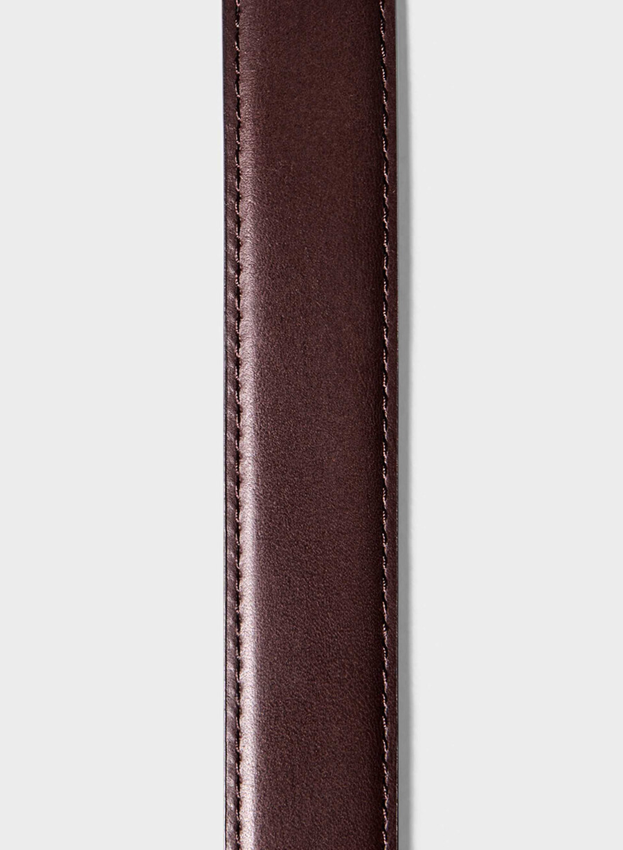 essential massiver messing-ledergürtel manor brown gold