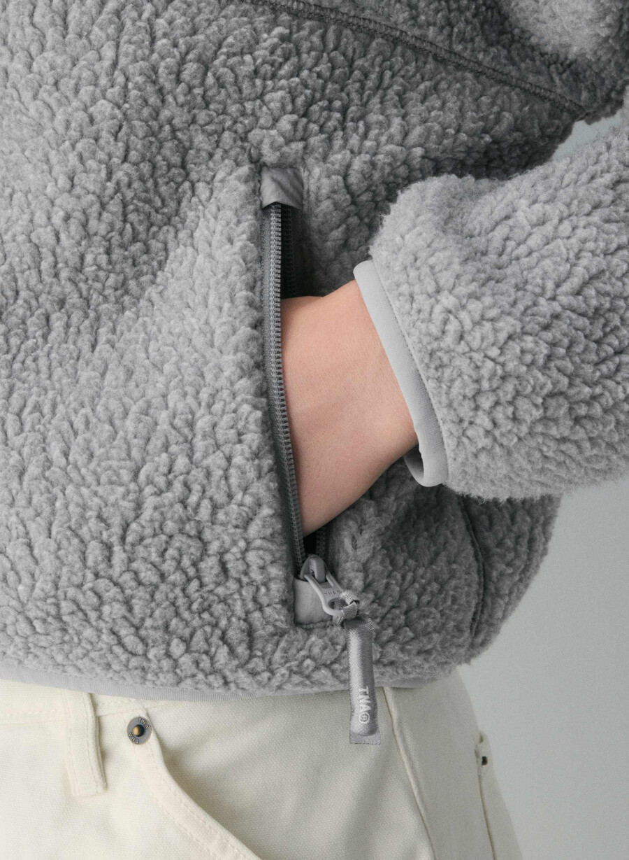 polartec thermal pro hi-hip zip hoodie heather athletic gre