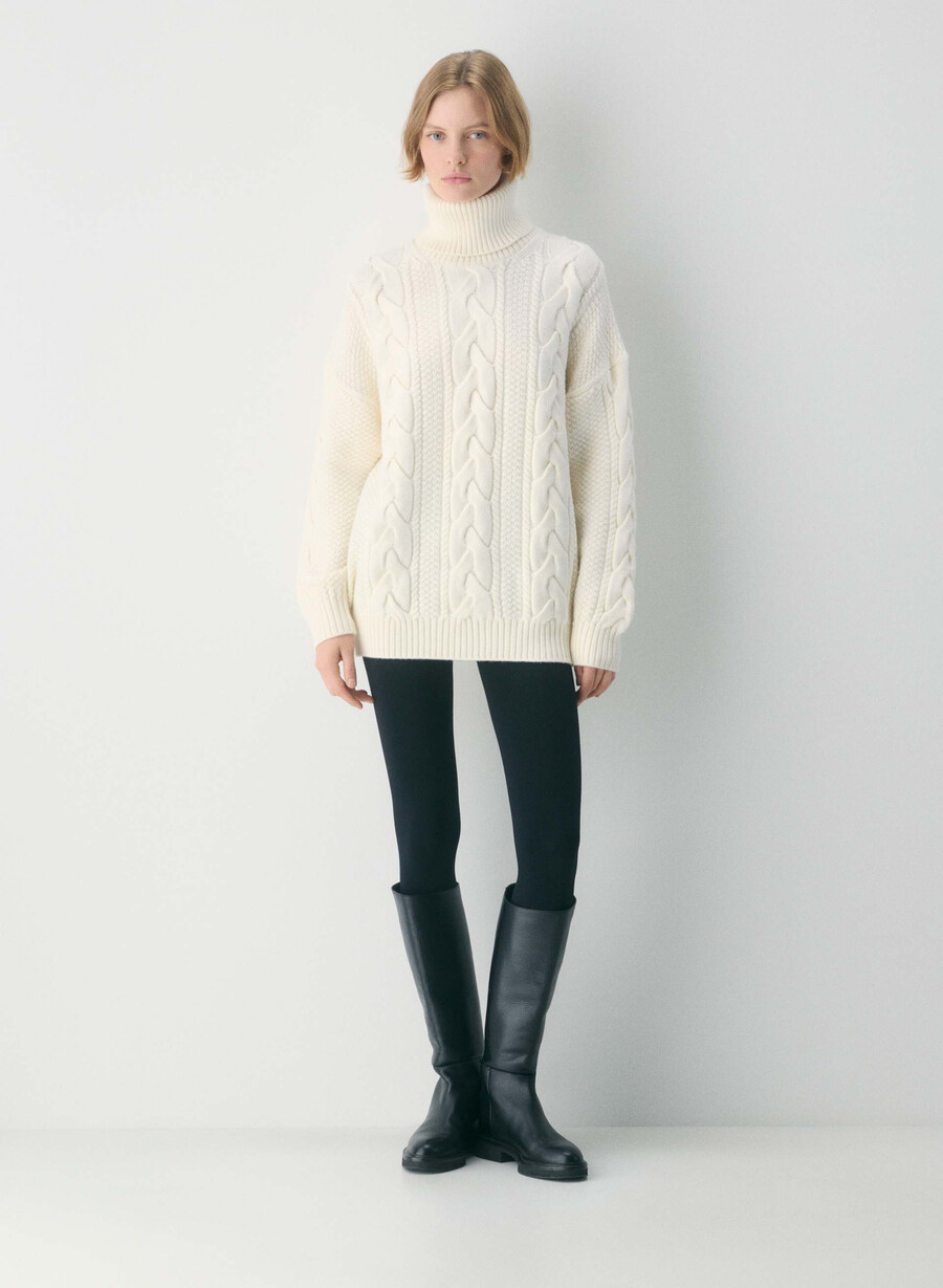heritage strick-rollkragenpullover aus merinowolle flüsterweiß