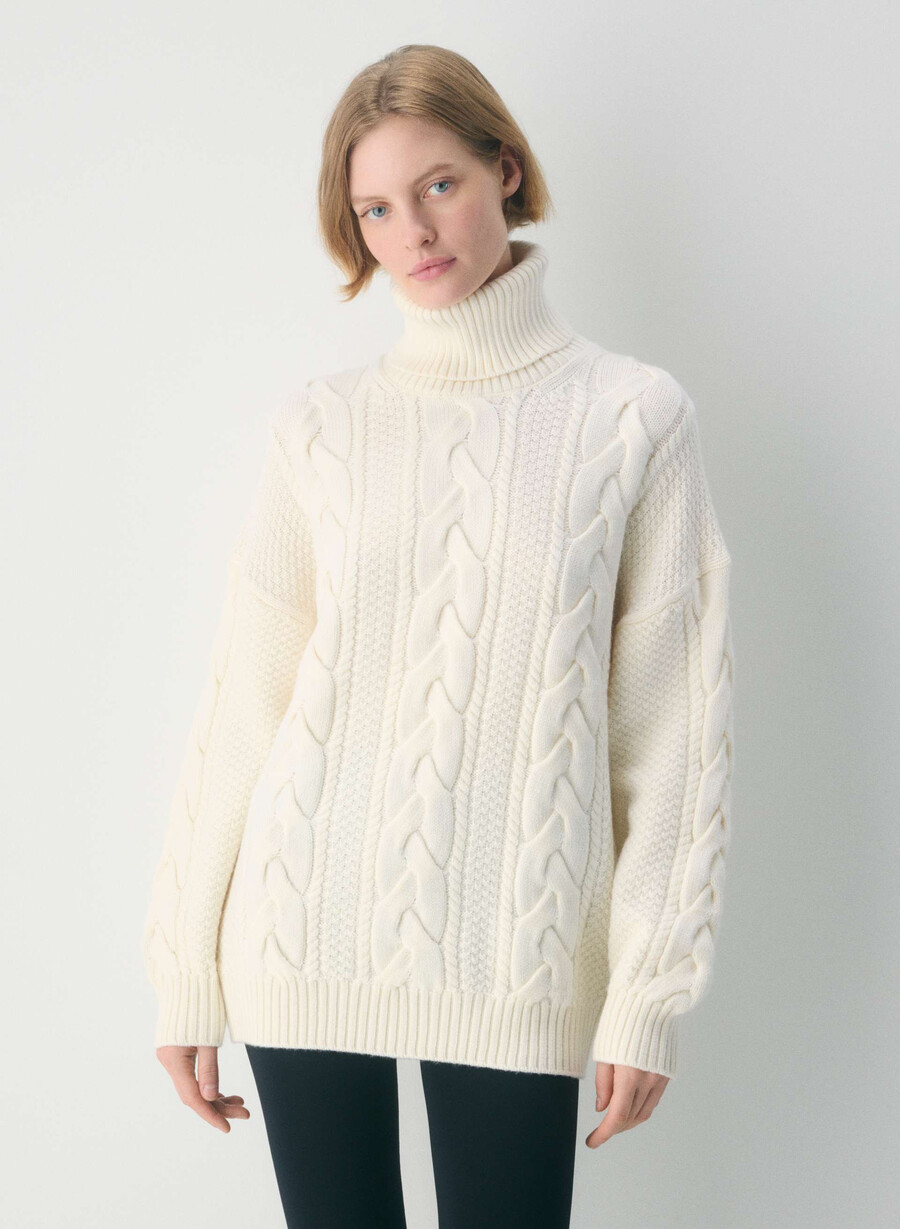 heritage strick-rollkragenpullover aus merinowolle flüsterweiß