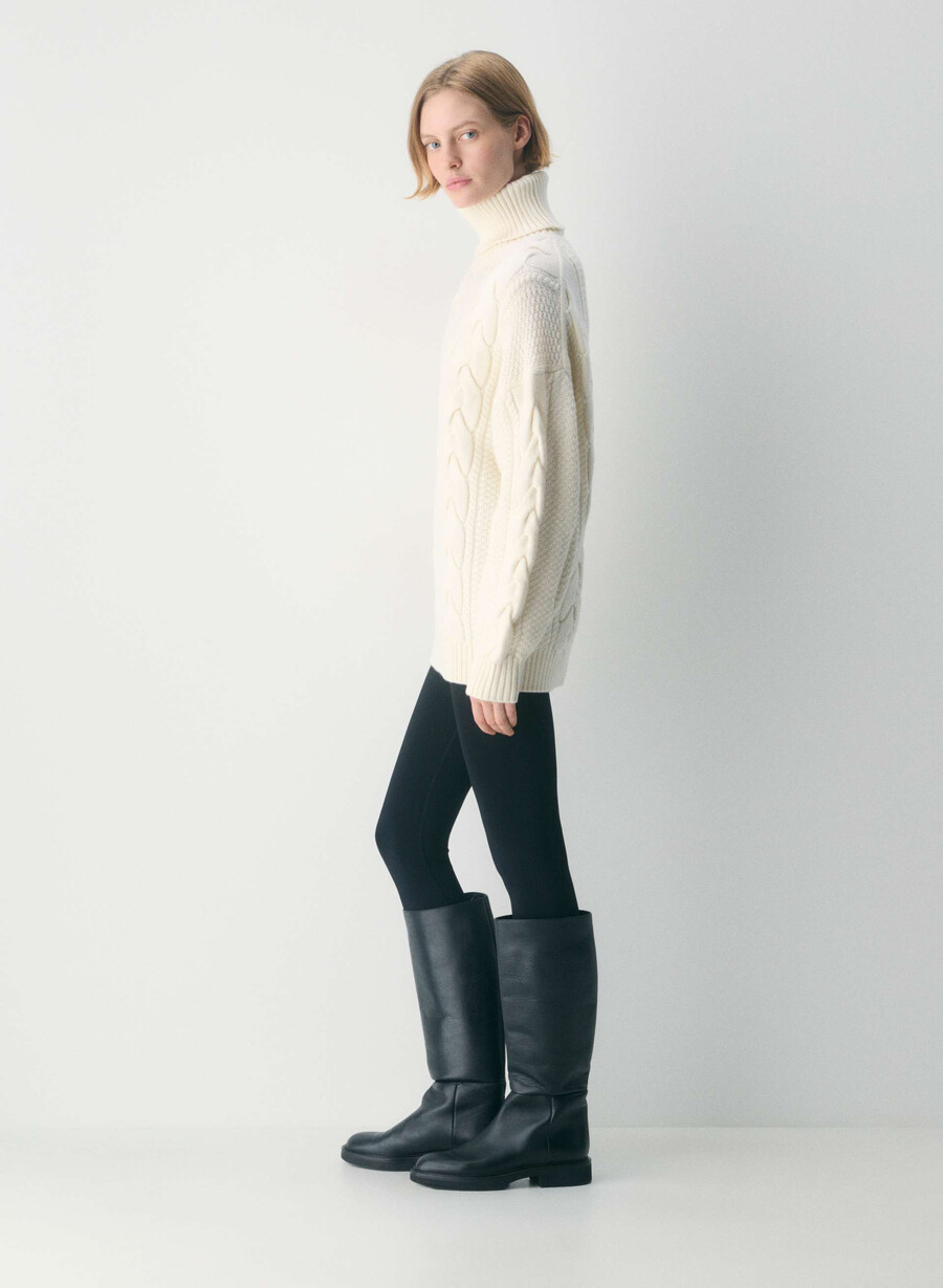 heritage strick-rollkragenpullover aus merinowolle flüsterweiß