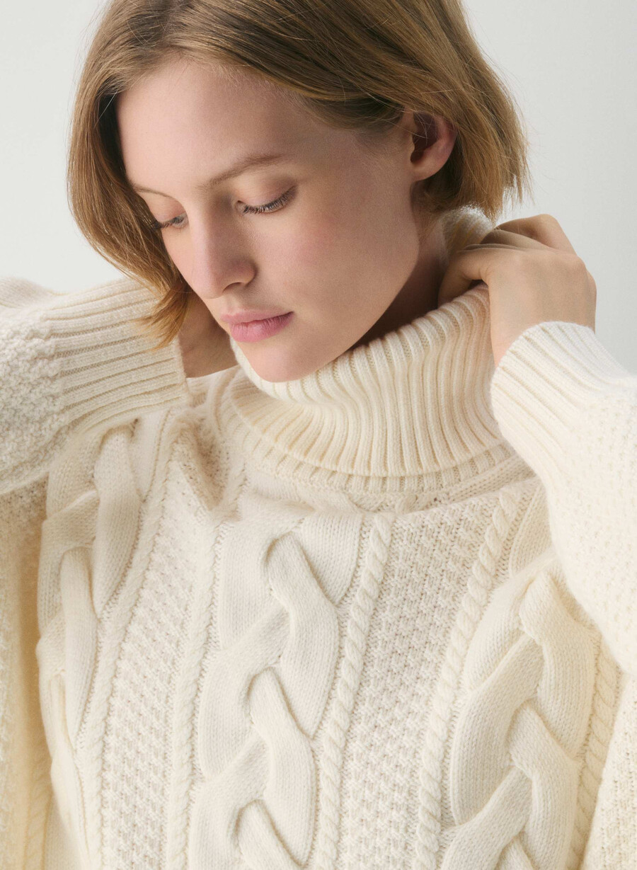heritage strick-rollkragenpullover aus merinowolle flüsterweiß