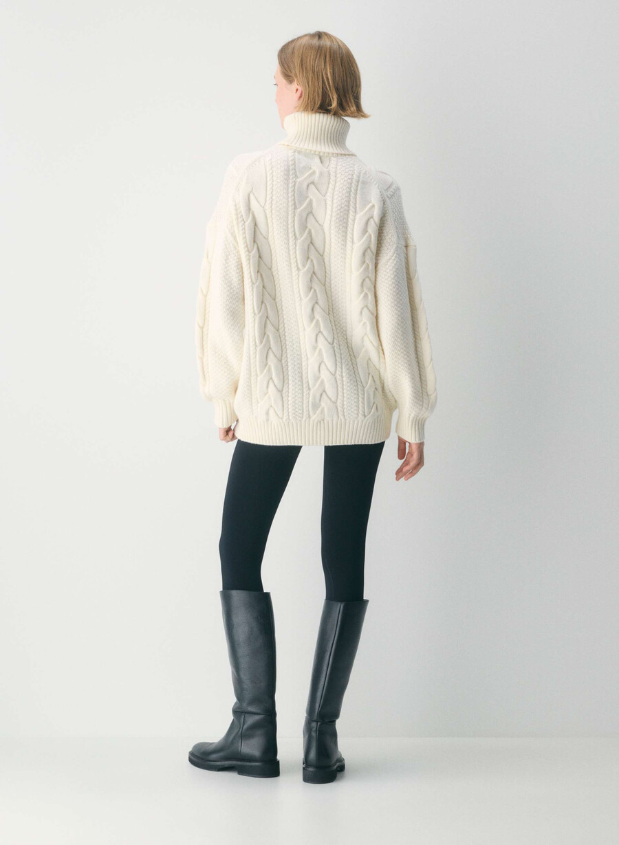 heritage strick-rollkragenpullover aus merinowolle flüsterweiß