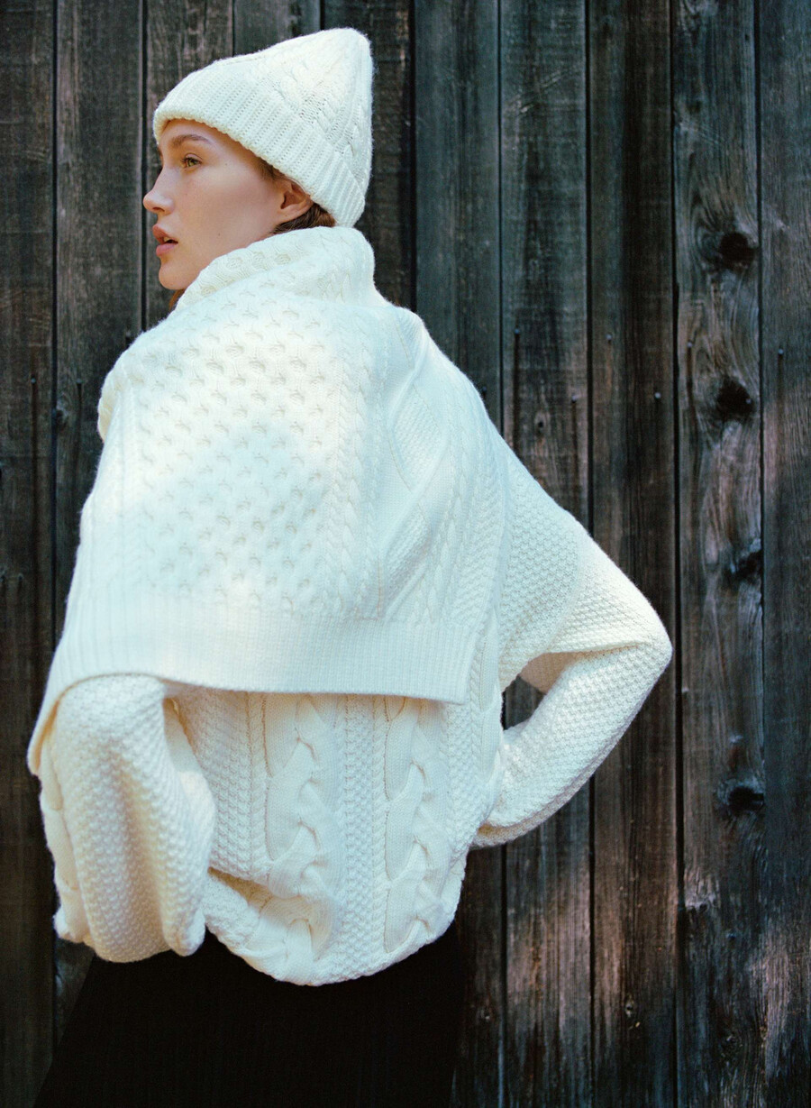 heritage strick-rollkragenpullover aus merinowolle flüsterweiß