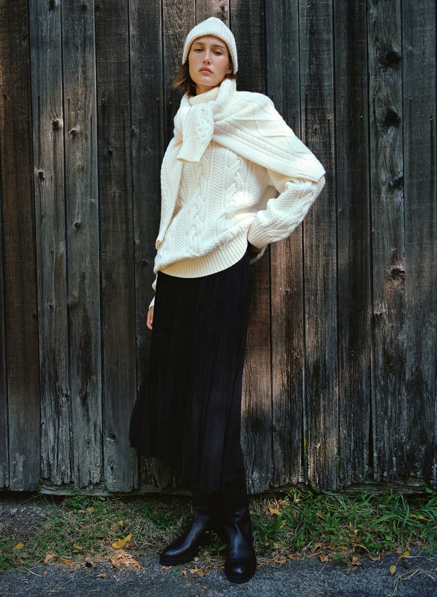 heritage strick-rollkragenpullover aus merinowolle flüsterweiß