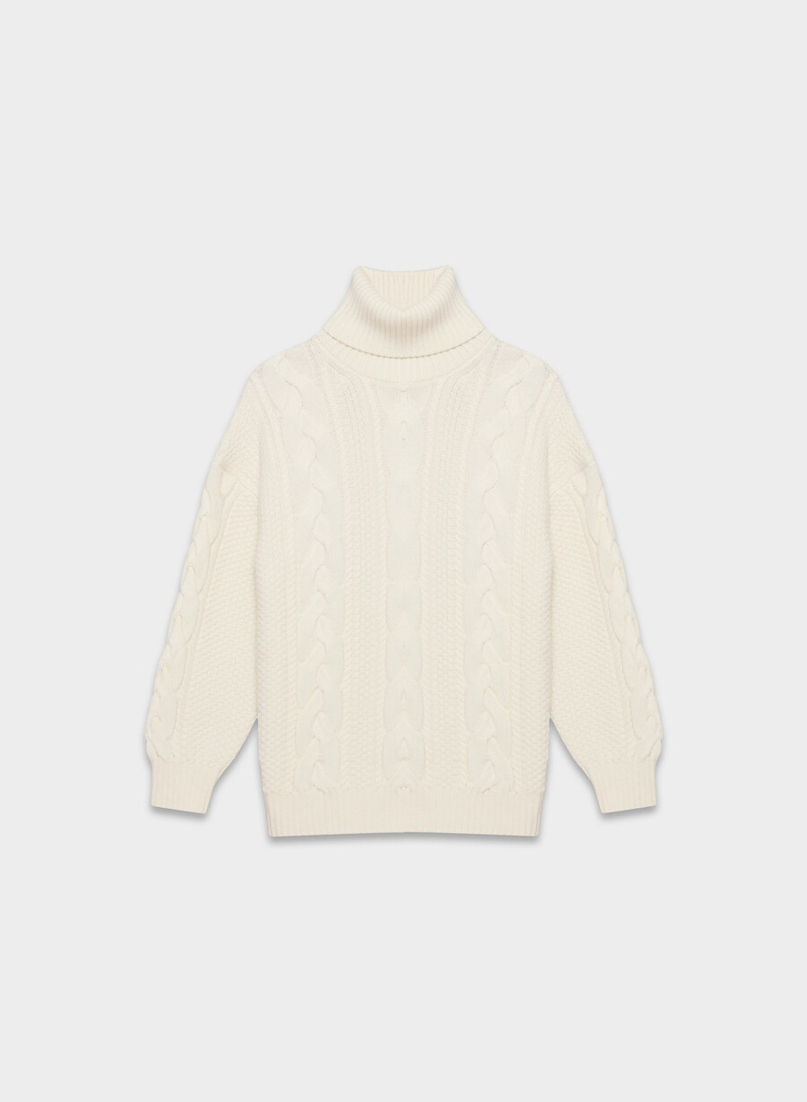 heritage strick-rollkragenpullover aus merinowolle flüsterweiß