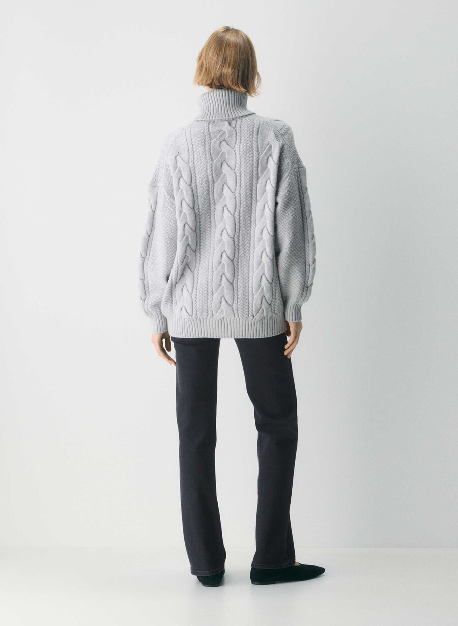 heritage strick-rollkragenpullover aus merinowolle meliert chrom