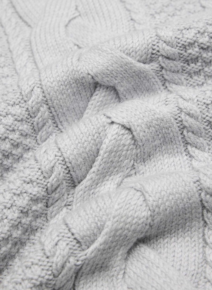 heritage strick-rollkragenpullover aus merinowolle meliert chrom
