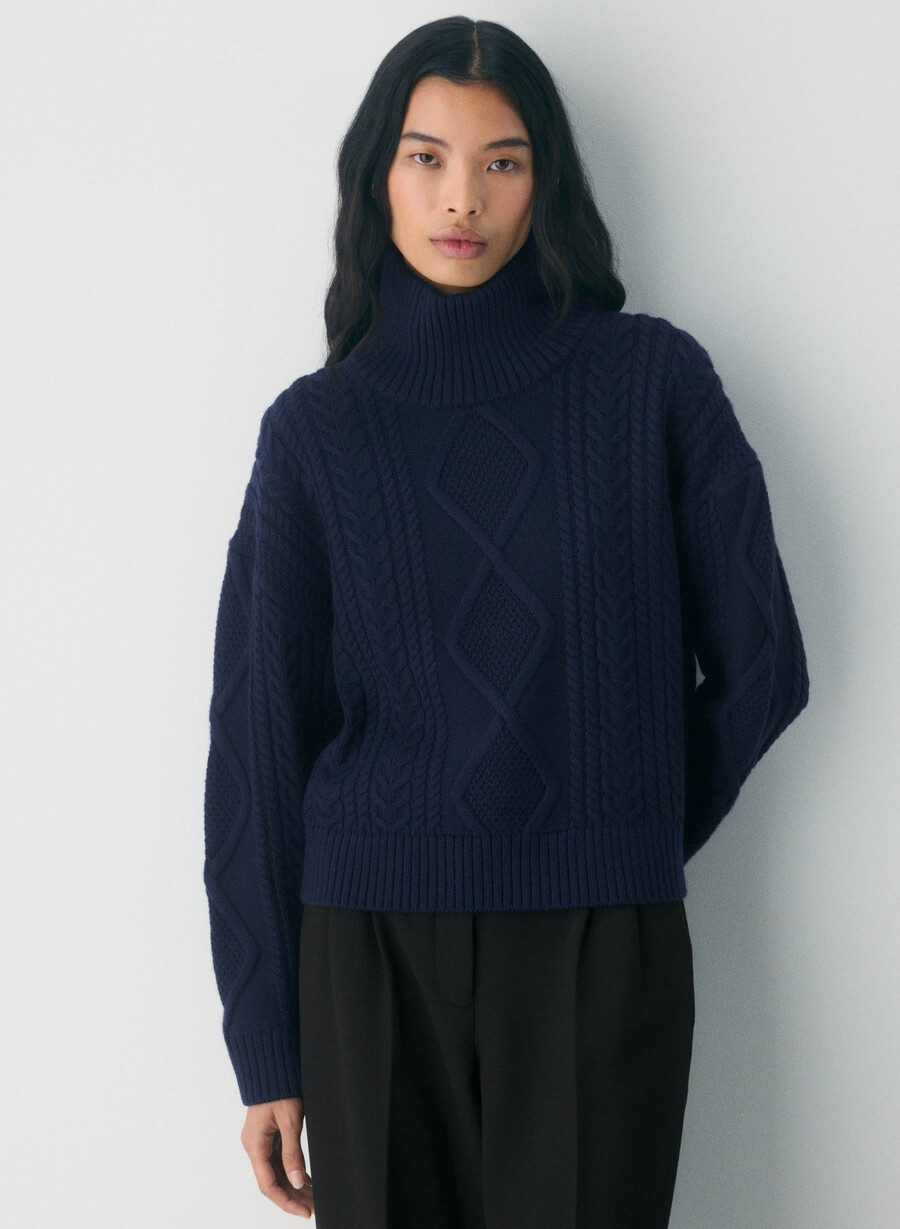 heritage knit merinowolle rollkragenpullover mit hohem hüftausschnitt heather nomad taupe