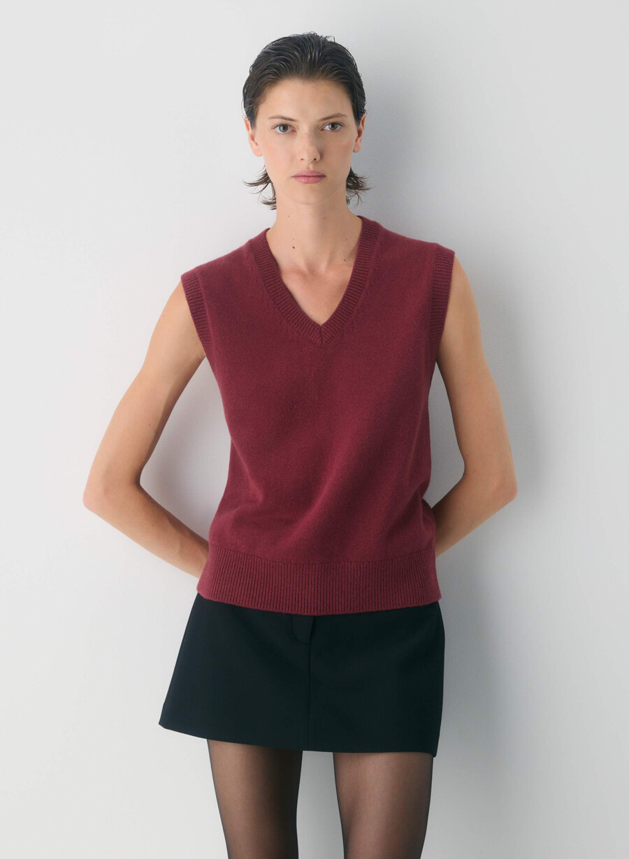 session merino wollpulloverweste cordovan